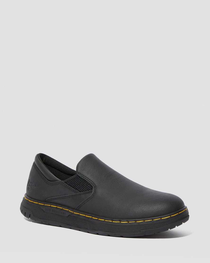 Dr. Martens Brockley Slip Resistant Lær Vernesko Dame Svart [0698JXNFW]